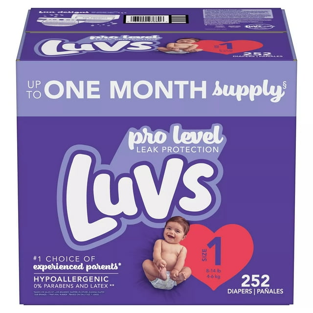 Luvs Pro Level Leak Protection Diapers (Size 1 - 252ct. "8 - 14 lb." ) Luvs