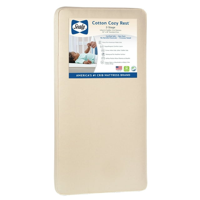 Sealy Cotton Cozy Rest 2-Stage Crib Mattress Sealy