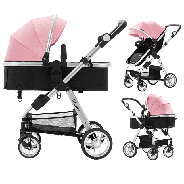 Blahoo Baby Stroller for Toddler .Foldable Aluminum Alloy Pushchair with Adjustable Backrest.Bassinet Stroller Adjustable Direction Black Blahoo