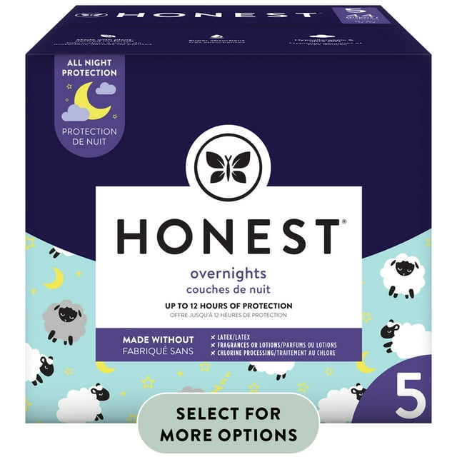 The Honest Company Overnight Baby Diapers, Sleepy Sheep, Size 5, 44 ct The Honest Company