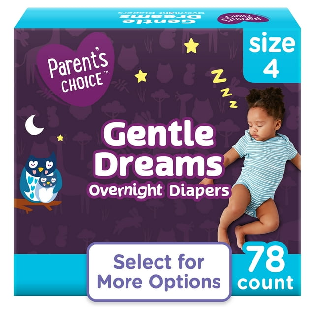 Parent's Choice Gentle Dreams Overnight Diapers, Size 4, 78 Count Parent's Choice