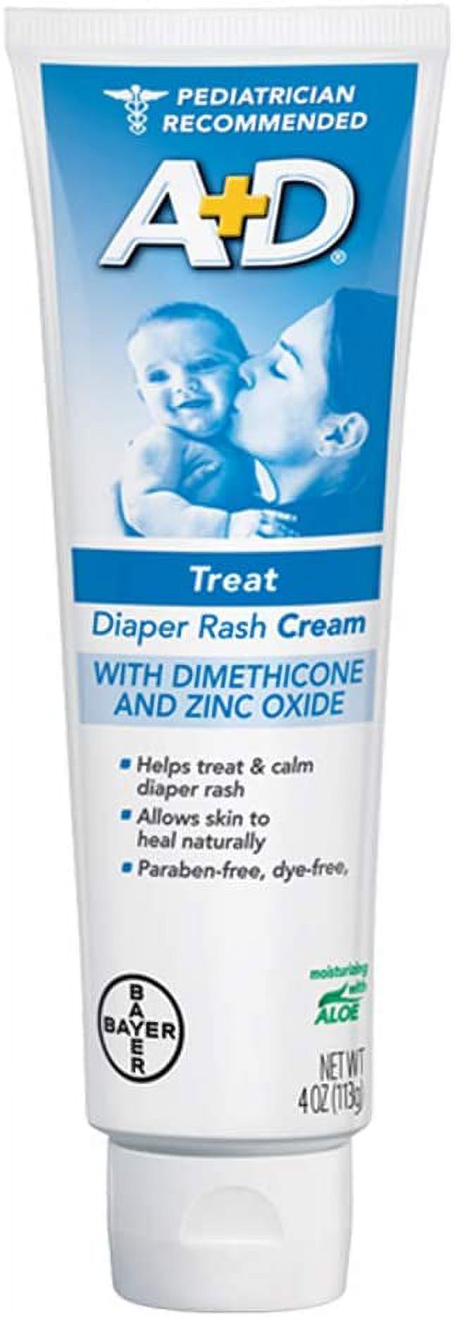 A+D Zinc Oxide Diaper Rash Cream with Aloe 4 oz A+D