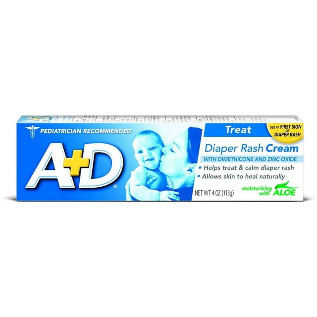 A+D Zinc Oxide Diaper Rash Cream with Aloe 4 oz A+D