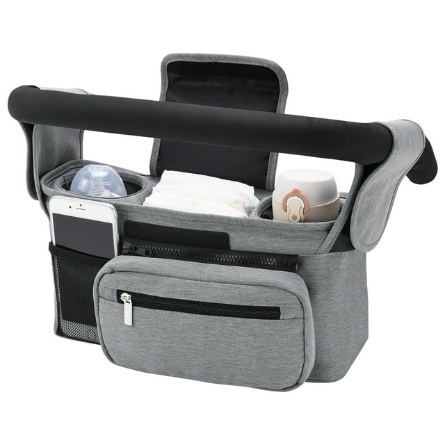 Momcozy Universal Stroller Organizer with Insulated Cup Holder Grey, Fit Stroller of Baby and Toddler Momcozy