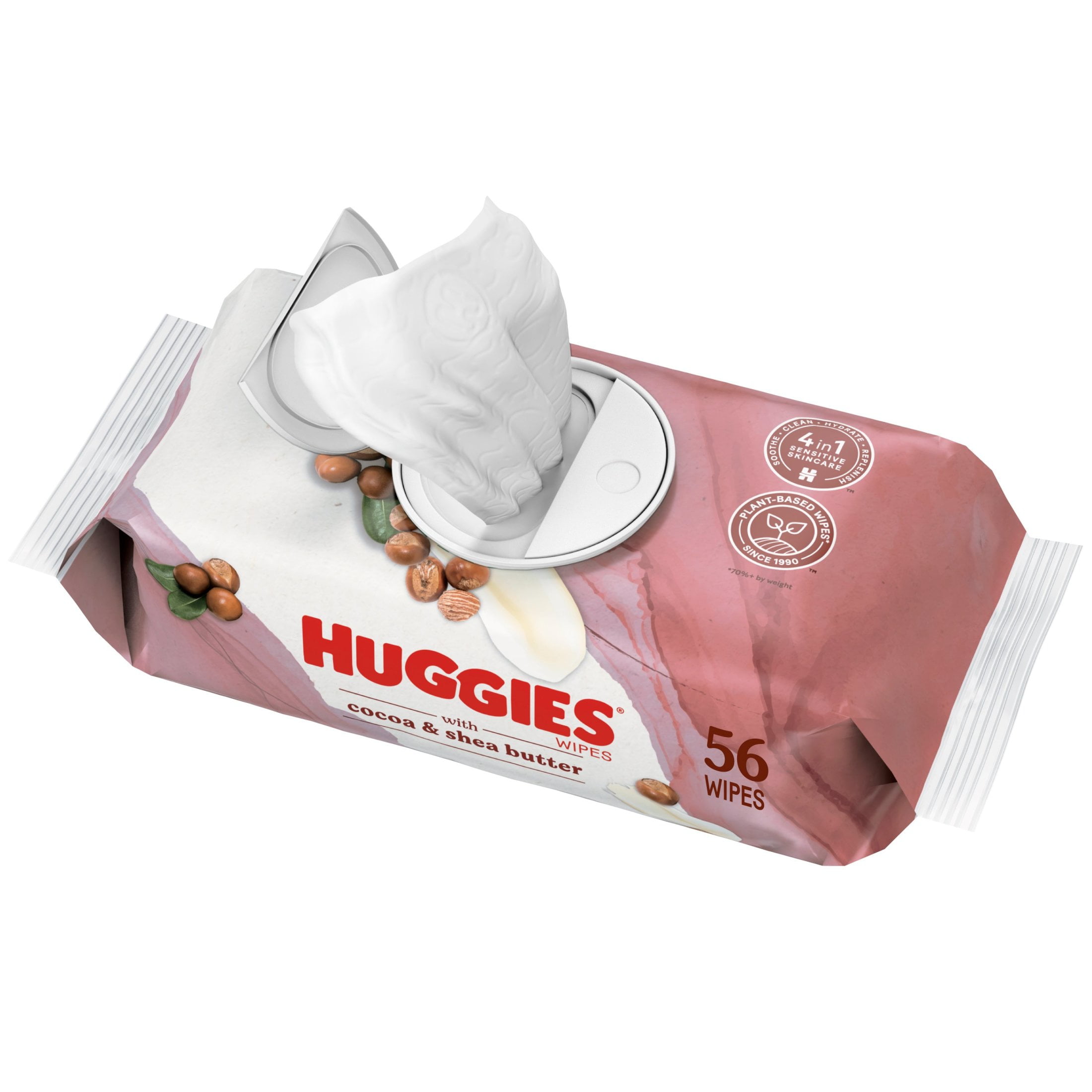 (2 pack) Huggies Sensitive Skincare Baby Wipes with Cocoa & Shea Butter, 1 Flip-Top Pack (56 Wipes) Huggies