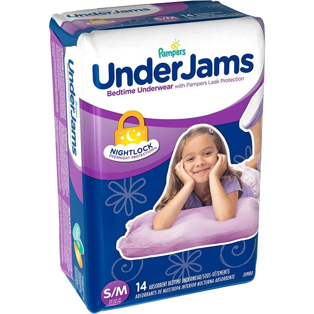 Pampers UnderJams Girls Bedtime Underwear, Size S/M, 14 count Pampers