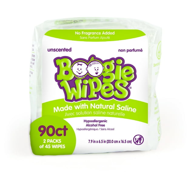 Boogie Wipes, Simply Unscented Saline Baby Wipes, 45 Count Boogie Wipes