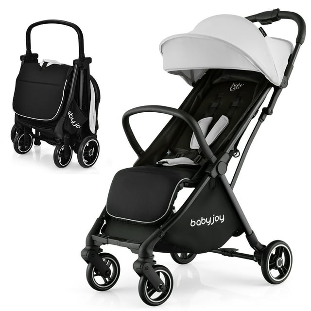 Infans Portable Baby Stroller One-Hand Fold Pushchair W/ Aluminum Frame Grey INFANS