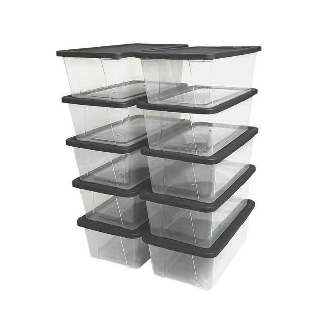 Homz 6 Qt Multipurpose Plastic Storage Containers with Lids, (10 Pack) Homz