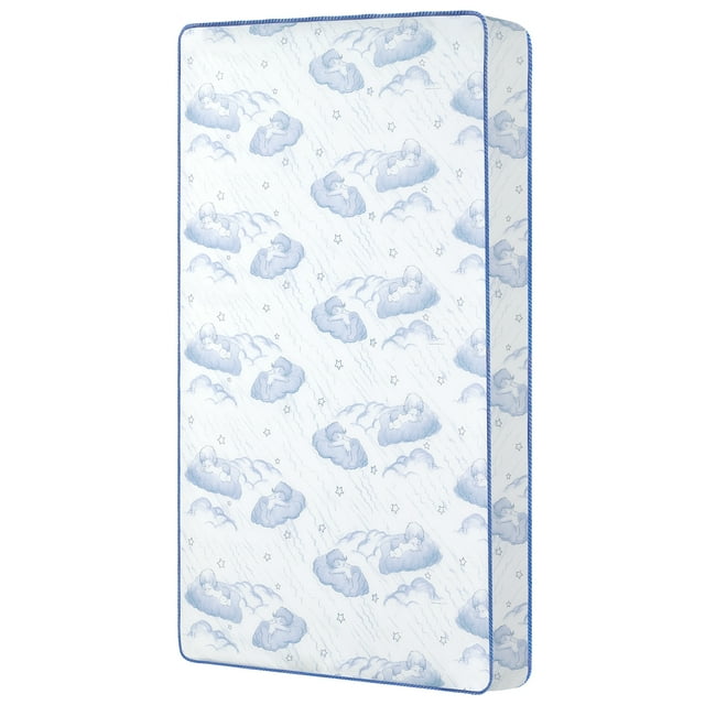 Dream On Me Sweet Dreams 88 Coil Spring Crib and Toddler Bed 6" Mattress, Blue Dream On Me