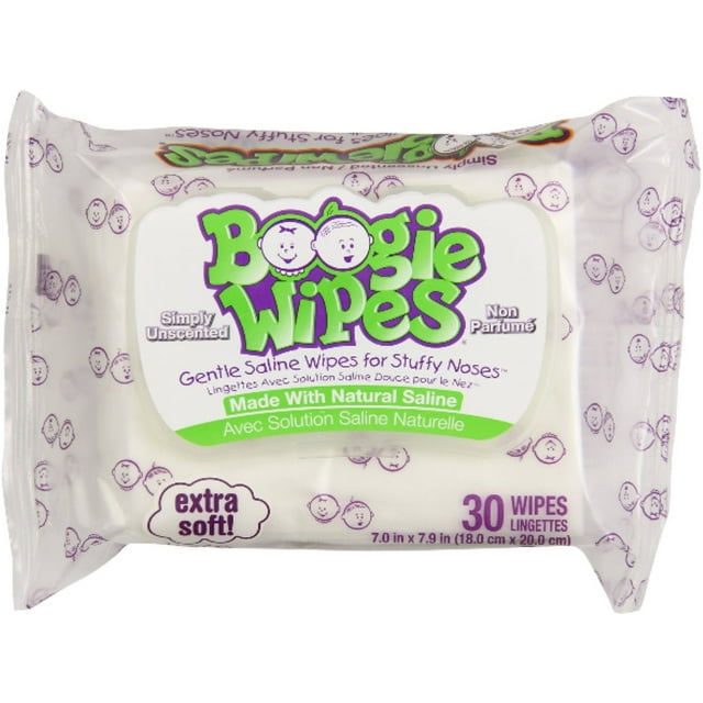 Boogie Wipes Gentle for Stuffy Noses, Simply Unscented 30 Each (Pack of 4) Boogie Wipes