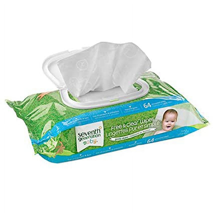 Seventh Generation Free & Clear Baby Wipes 64 ea (Pack of 2) Seventh Generation