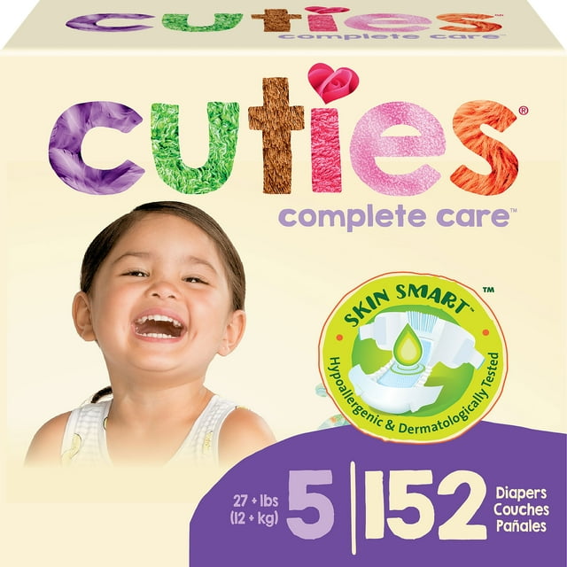 Cuties Hypoallergenic Skin Smart Baby Diapers, Size 7, 80 Count Cuties