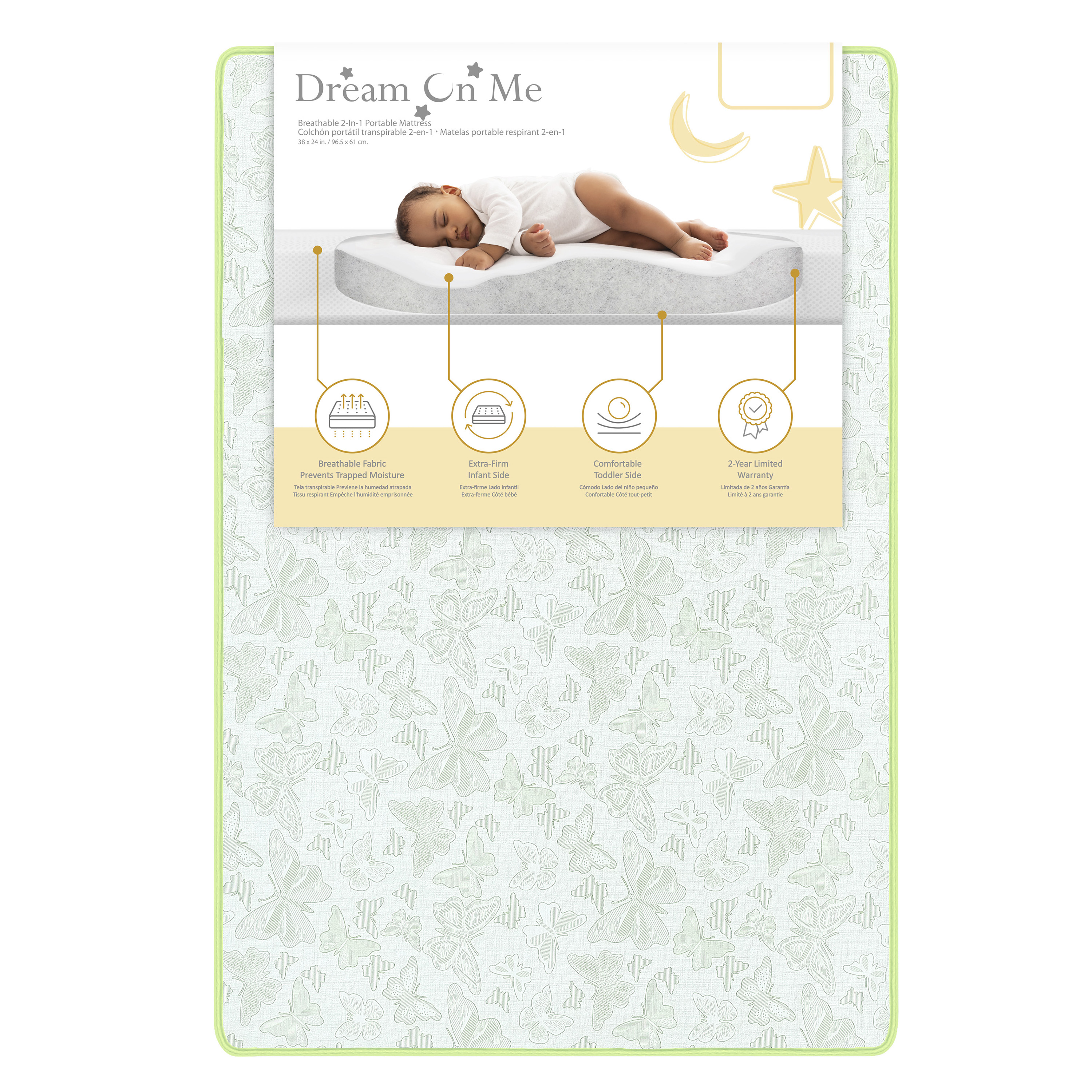 Dream on Me Dual-Sided Mini/Portable Crib Breathable Foam Mattress, Infant and Toddler Dream On Me