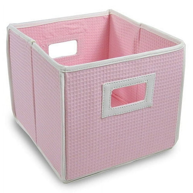 Badger Basket - Waffle Fabric Folding Bin, Pink Badger Basket