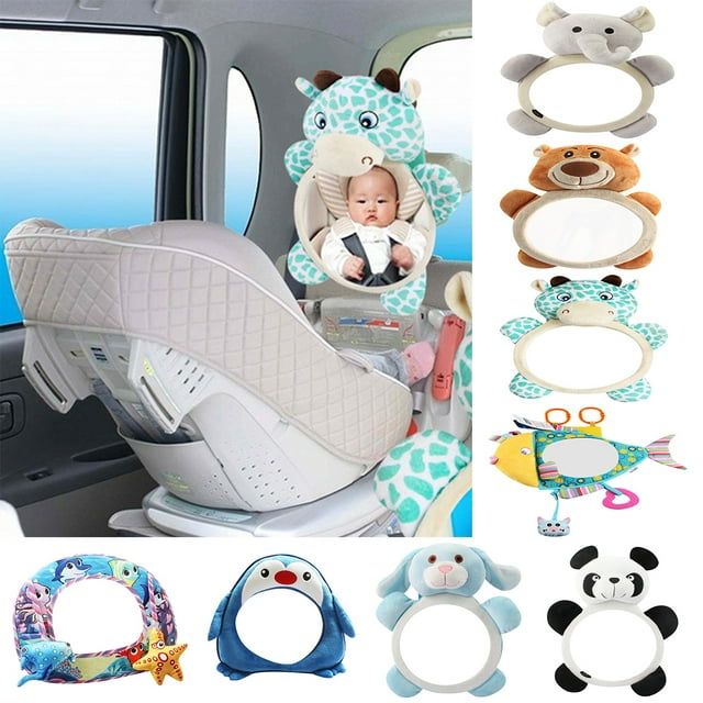 Visland Baby Car Mirror, Cartoon Shape Safety Car Seat Mirror for Rear Facing Infant with Wide Crystal Clear View, Adjustable Safety Seat Mirror for Kids Visland