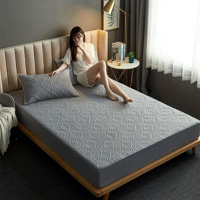 Waterproof Mattress Pad Cover Quilted Fitted Topper Protector Cooling Cotton Top, Full Topchances