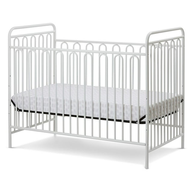 Trinity 3 in 1 Convertible Full Sized Metal Crib in Alabaster White L.A. Baby