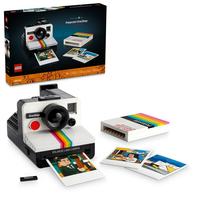 LEGO Ideas Polaroid OneStep SX-70 Camera Building Kit, Creative Gift for Photographers, Collectible Brick-Built Vintage Polaroid Camera Model, 21345 Lego