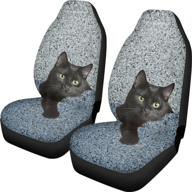 Vodetik Store Car Seat Covers for Front Seat, Black Cat Seat Covers for Cars Trucks SUV Vodetik Store