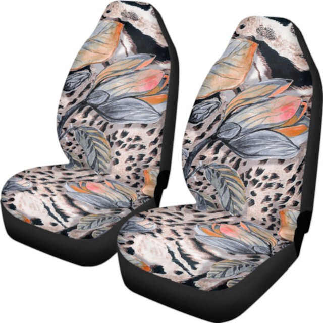 Vodetik Store Cheetah Print Front Seat Car Covers, Gray Durable Car Seat Covers for SUV Trucks,2 Pcs Vodetik Store