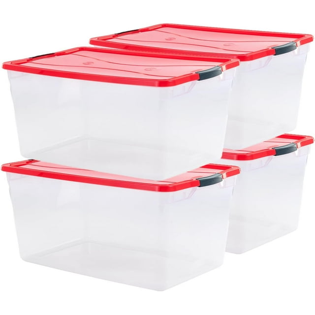 Rubbermaid Cleverstore Clear 71 Qt, 4 Pack Holiday Storage Tote Rubbermaid