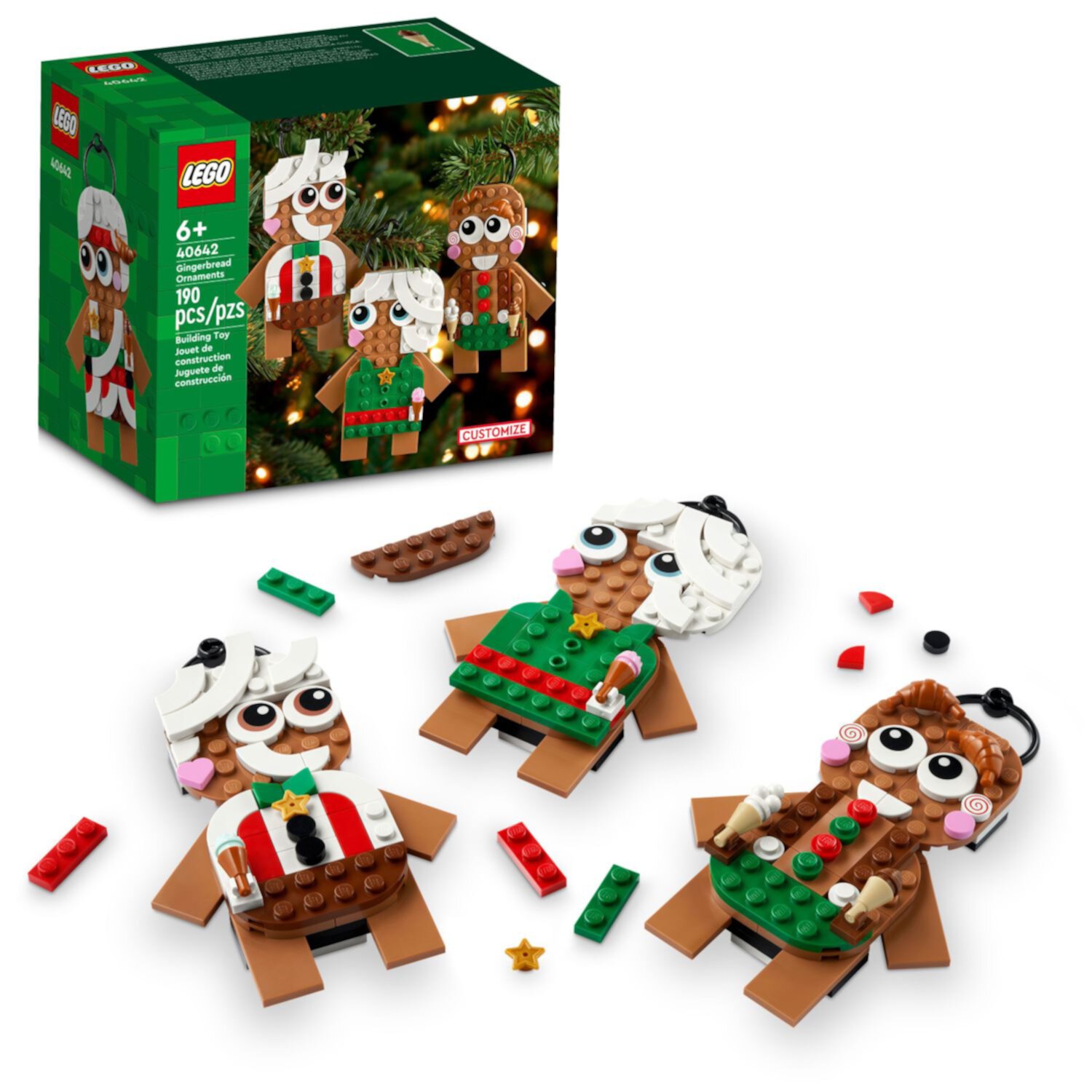 LEGO Gingerbread Ornaments Building Toy, Festive Gingerbread Décor, Great Family Activity or Holiday Decoration, Gift for 6 Year Old Kids, Boys and Girls, 40642 Lego