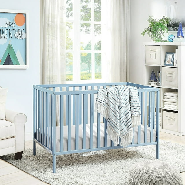 Glavbiku 3-in-1 Baby Convertible Cribs,Baby Bed in Blue Finish,35" H Glavbiku