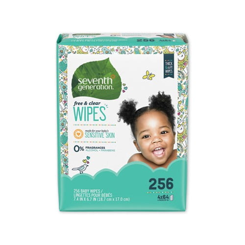 Free and Clear Baby Wipes Refill, Unscented, White, 256/Pack, 3 Packs/Carton Seventh Generation