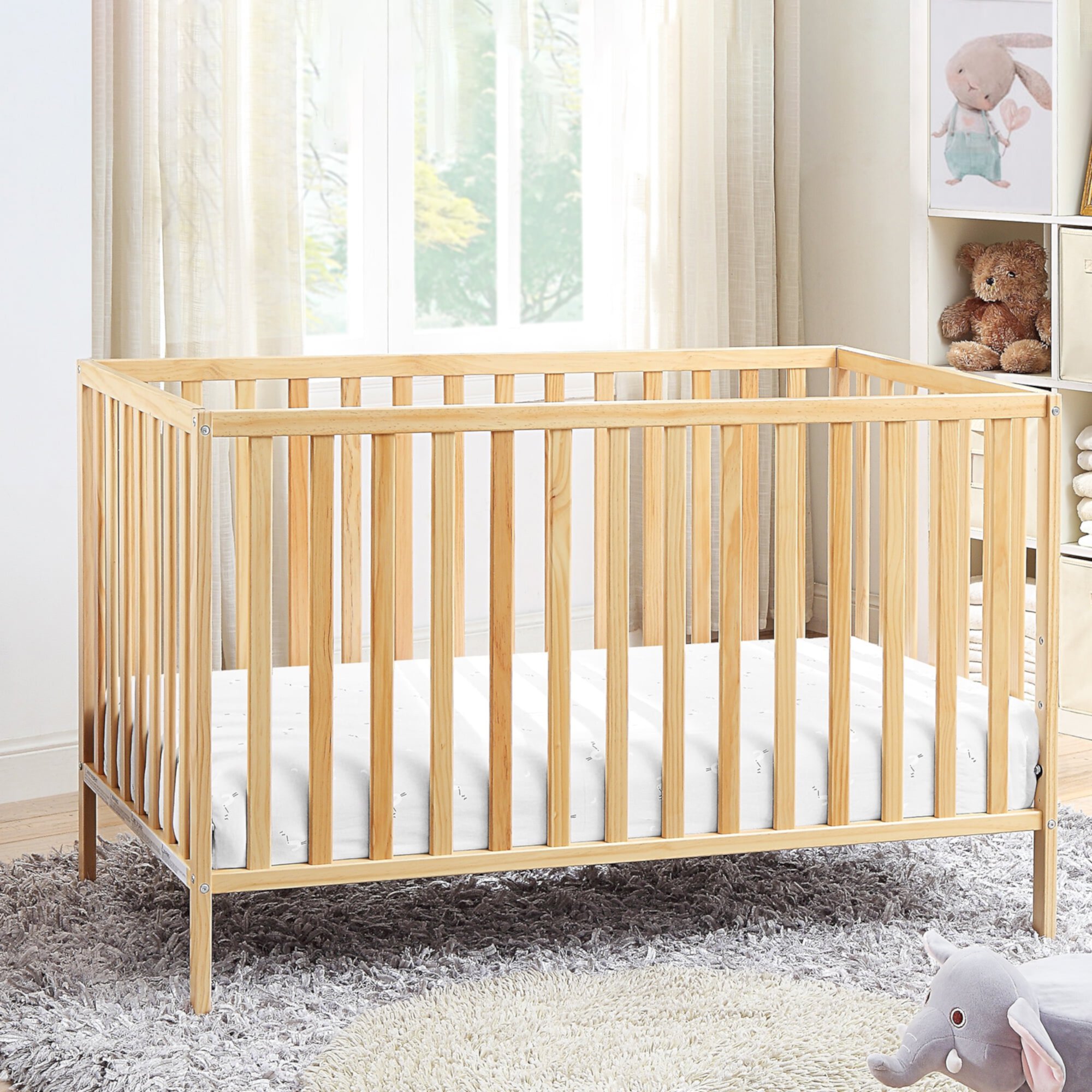 Glavbiku 3-in-1 Baby Convertible Crib,Baby Bed in Pink Finish, 35'' H x 53.5'' L Glavbiku