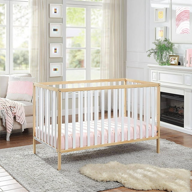 Glavbiku 3-in-1 Baby Convertible Crib,Baby Bed in White Natural Finish,35'' H x 53.5'' L Glavbiku