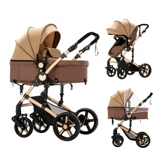 Magic ZC Baby Stroller, 2-in-1 Convertible Bassinet Reclining Stroller, Foldable Pram Carriage with 5-Point Harness Magic ZC