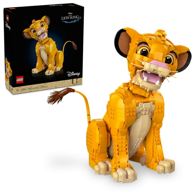 LEGO Disney Young Simba the Lion King Fan, Disney Collection, Creative Animal Figure Building Set, Relaxing Activity, Disney Gift for Adults, Nostalgic Gift Idea for Movie Fans, 43247 Lego