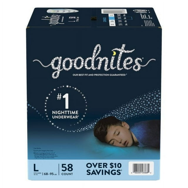 GoodNites Bedtime Underwear for Boys (Large 58 Count) GoodNites