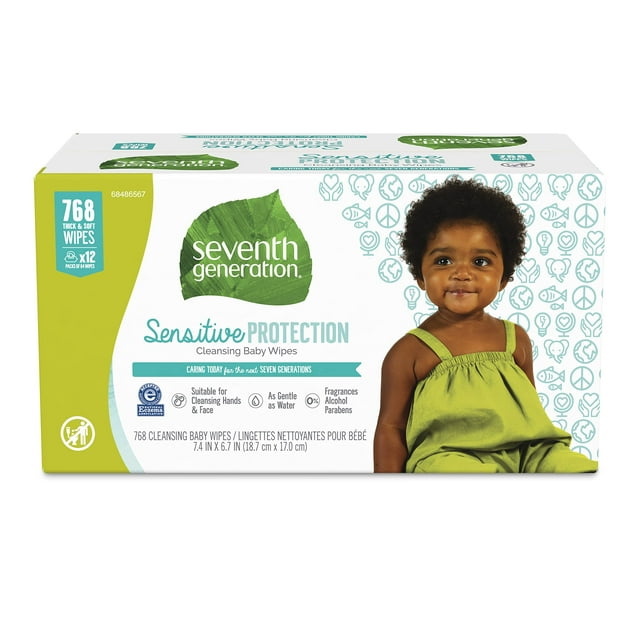 Seventh Generation Baby Wipes Sensitive Protection With Snap Seal Diaper Wipes 768 Count Seventh Generation