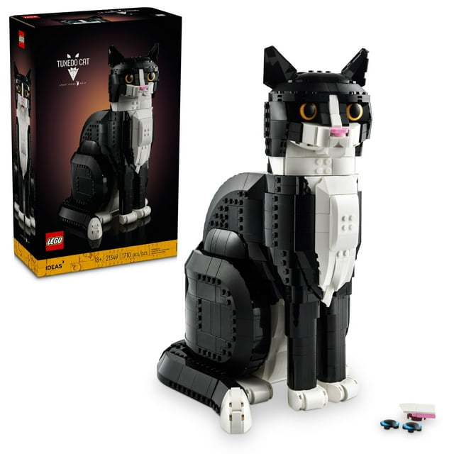 LEGO Ideas Tuxedo Cat, Home Décor, Cat Gift Idea for Animal-Lovers, Cat Lover Gifts, Collectible Model, Creative Activity, Building Set for Adults, 21349 Lego