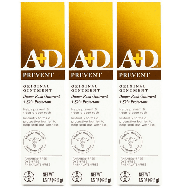 A+D Original Diaper Rash Ointment Prevents & Protects Against Diaper Rash Moisturizing Skin Protectant With Vitamins A & D Healing Skin Ointment for Dry and Cracked Skin 1.5oz (Pack of 3) A+D