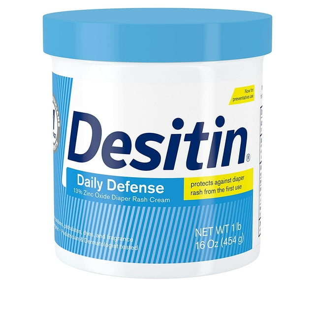 Desitin Daily Defense Baby Diaper Rash Cream with 13% Zinc Oxide, Barrier Cream to Treat, Relieve & Prevent Diaper Rash, Hypoallergenic, Dye-, Phthalate- & Paraben-Free, 16 oz Desitin