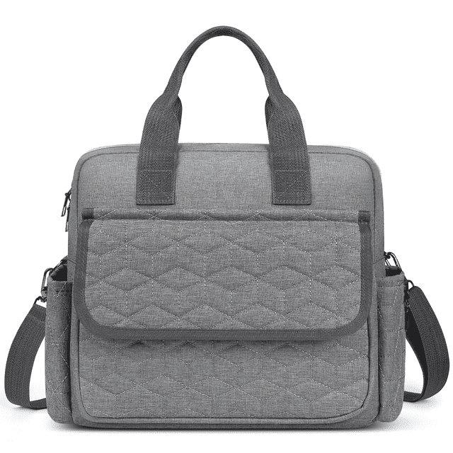 GPED Diaper Bag Tote, Large Capacity Baby Diaper Bag with 3 Insulated Pockets, Lightweight Travel Diaper Tote for Mom Dad, Double-Layer Work Bag for Breastfeeding Mom, Shoulder Mommy Bag(Gray) GPED