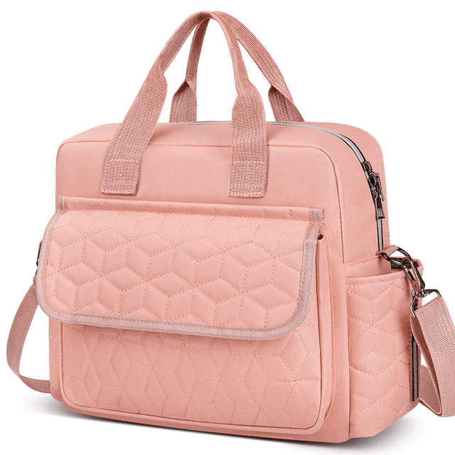 GPED Diaper Bag Tote, Multifunction Baby Diaper Bag with 3 Insulated Pockets, Dry & Wet Compartment Large Capacity Bag, Crossbody Travel Maternity Bag for Mom Dad, Lightweight Shoulder Mommy Bag(Pink) GPED