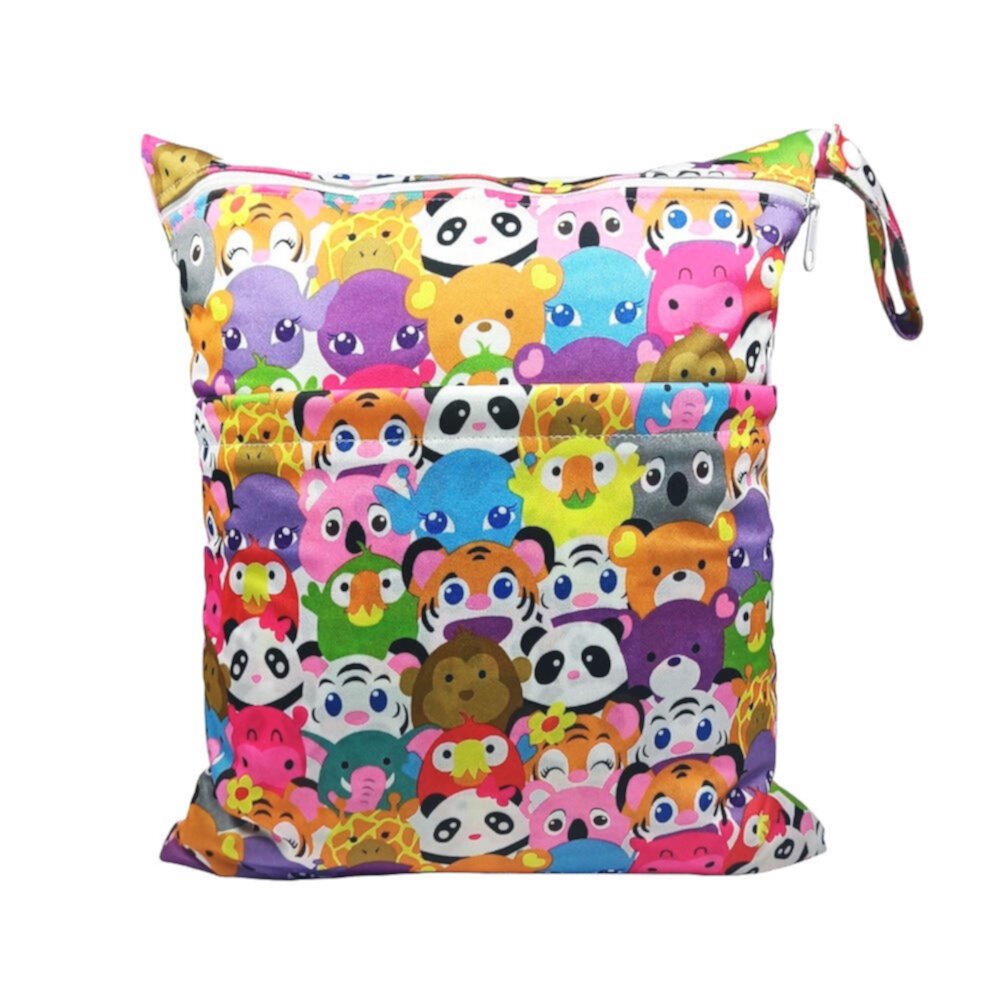 Cartoon Printed Baby Double Zipper Diaper Bag Washable Diaper Bag Disposal Bag MAOKA