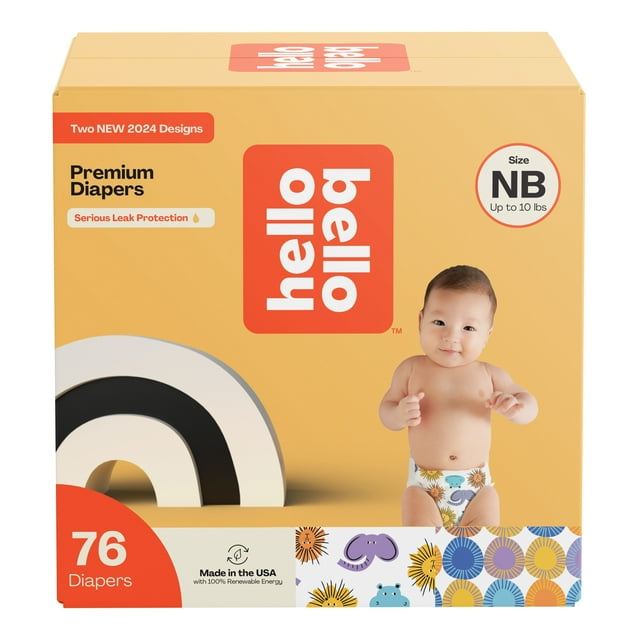 Hello Bello Premium Baby Diapers, Size Newborn, Multicolor, 76ct (Select for More Options) Hello Bello