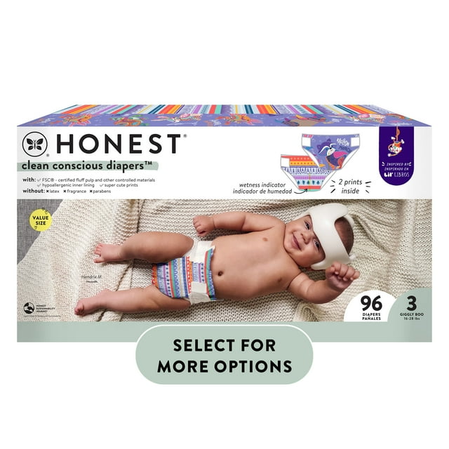 The Honest Company, Clean Conscious Diapers™, Alebrijes Magicos + Colores Misticos, Size 3, 96 Count Large Box The Honest Company