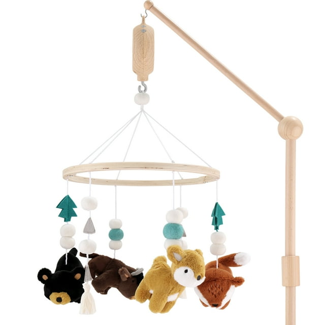 The Peanutshell Western Woods Baby Musical Wooden Crib Mobile The Peanutshell