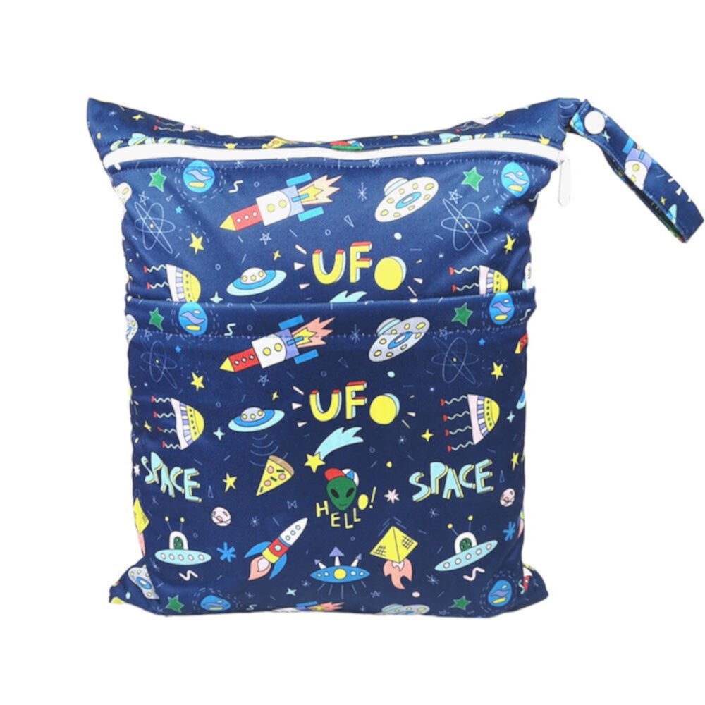 Cartoon Printed Baby Double Zipper Diaper Bag Washable Diaper Bag Disposal Bag MAOKA