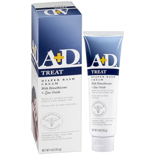 A+D Zinc Oxide Diaper Rash Cream - Soothes & Treats Diaper Rash - Zinc Oxide 10% Dimethicone 1% - Easy Spreading Diaper Rash Cream for Baby - Healing Skin Ointment for Red, Irritated Skin - 4oz A+D