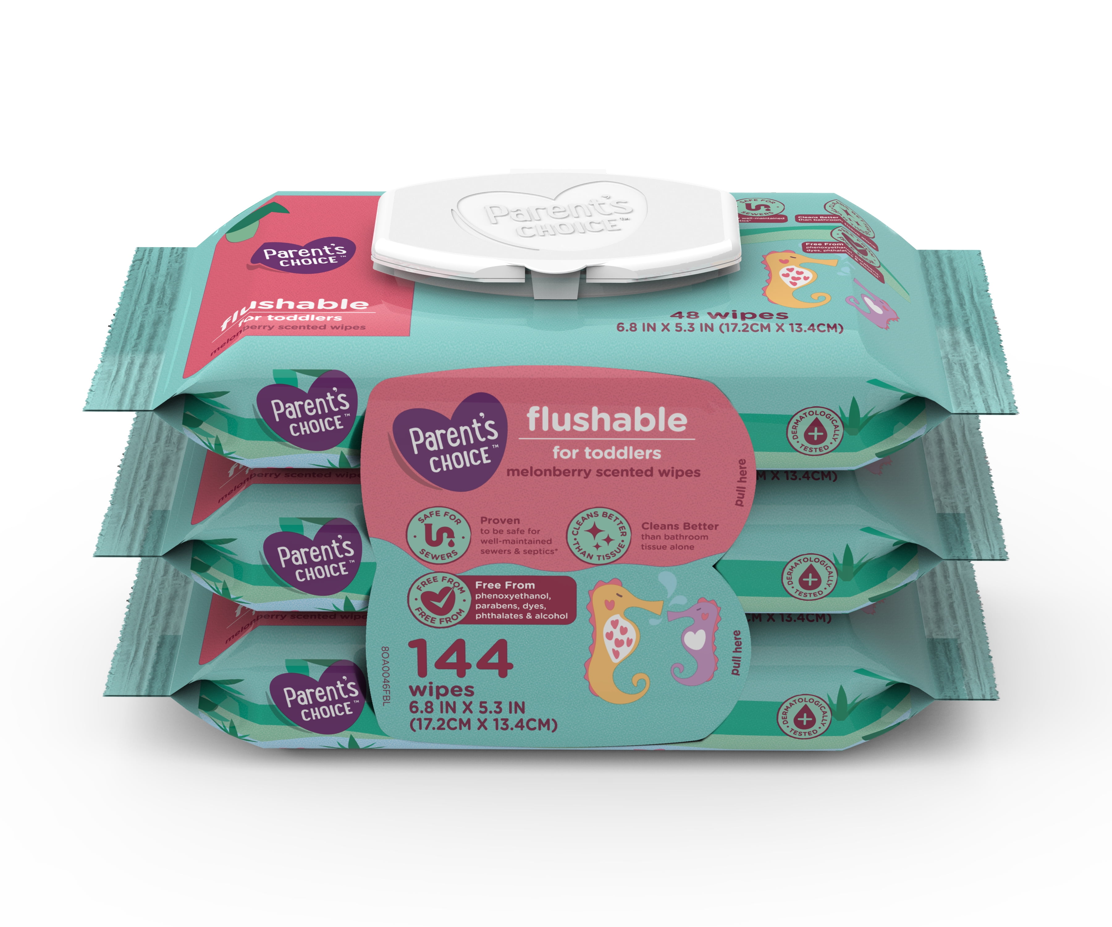 Parent's Choice Flushable Melonberry Scented Wipes (Choose Your Count) 66