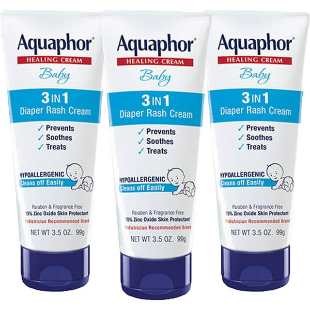 Aquaphor Baby Diaper Rash Cream, 3-in-1 Diaper Rash Relief, 3.5 Oz Tube, Pack of 3 Visit the Aquaphor Store