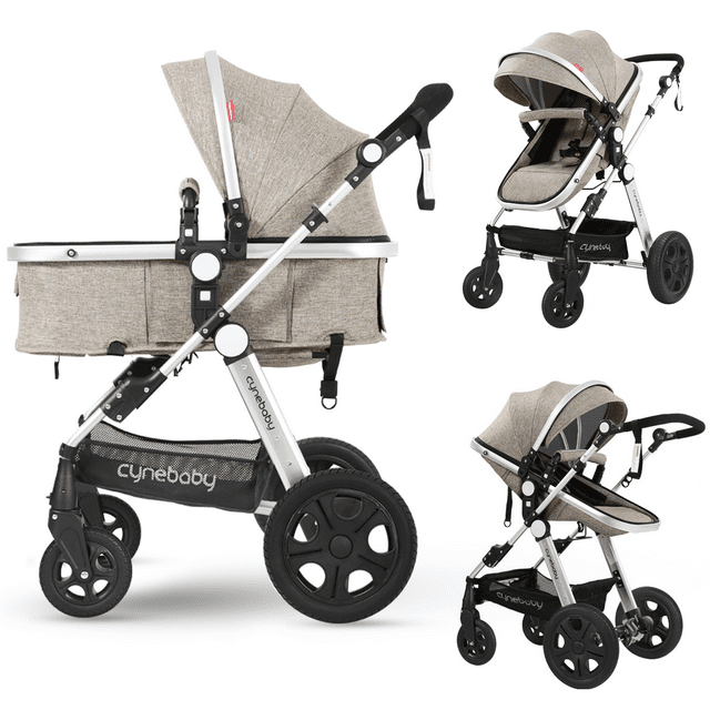 Newborn Infant Toddler Baby Stroller for Newborn Baby, Khaki Cynebaby