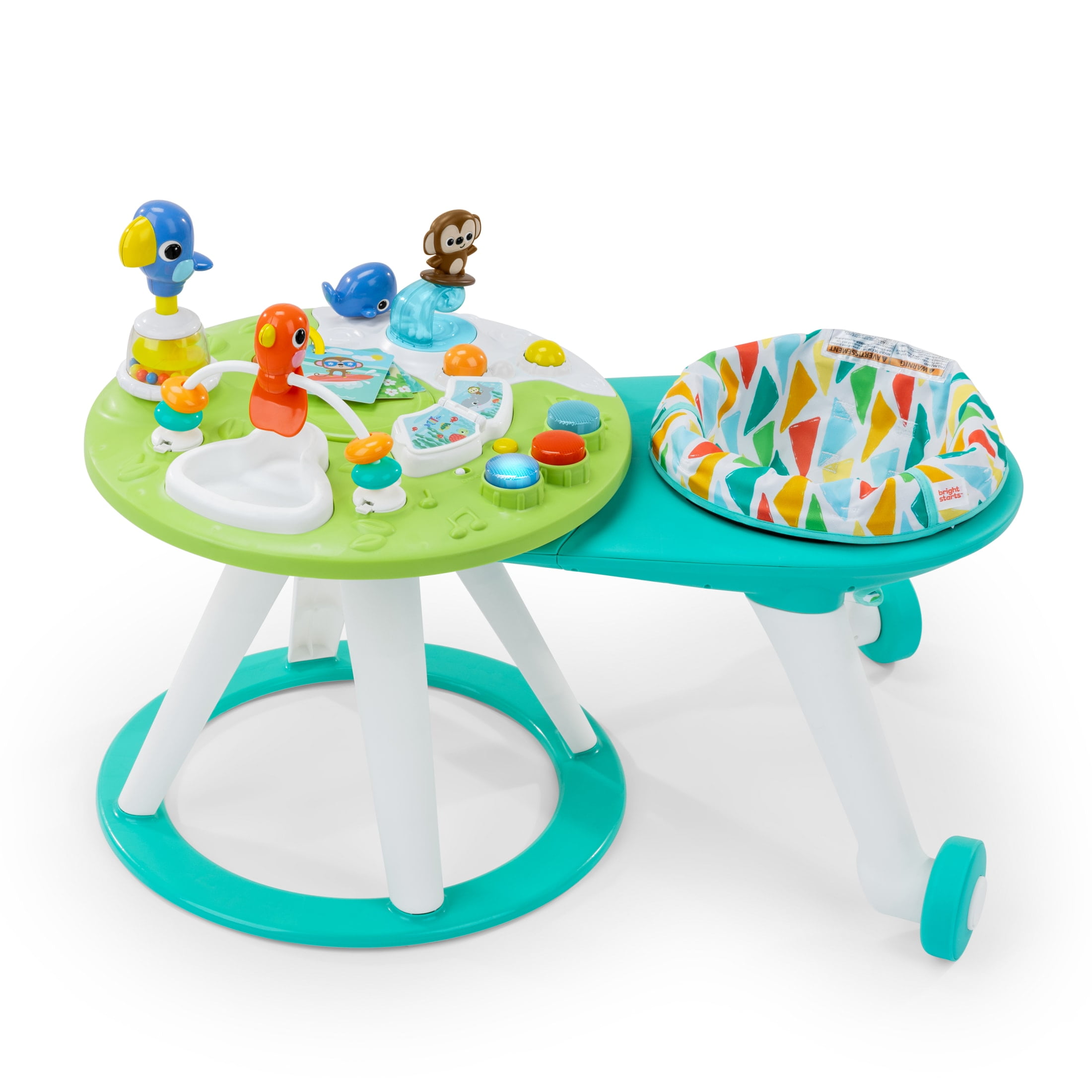 Bright Starts Around We Go 2-in-1 Walk-Around Baby Activity Center & Table, Tropic Coral, Age 6 Months+ Bright Starts